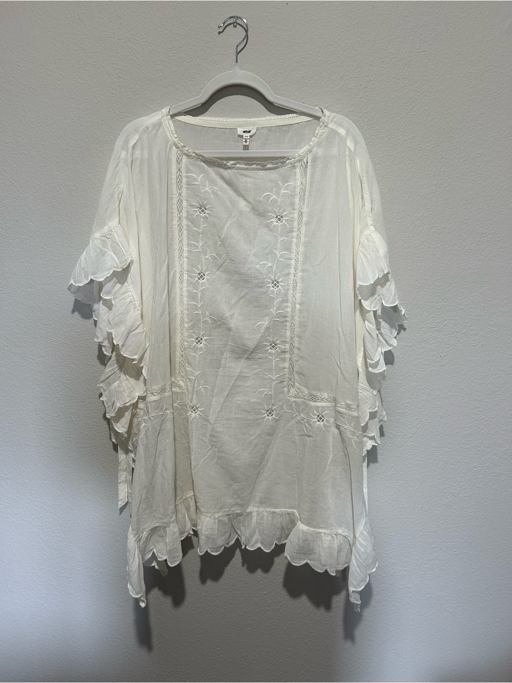 Aerie Embroidered Ruffled Boho Swimsuit Cover